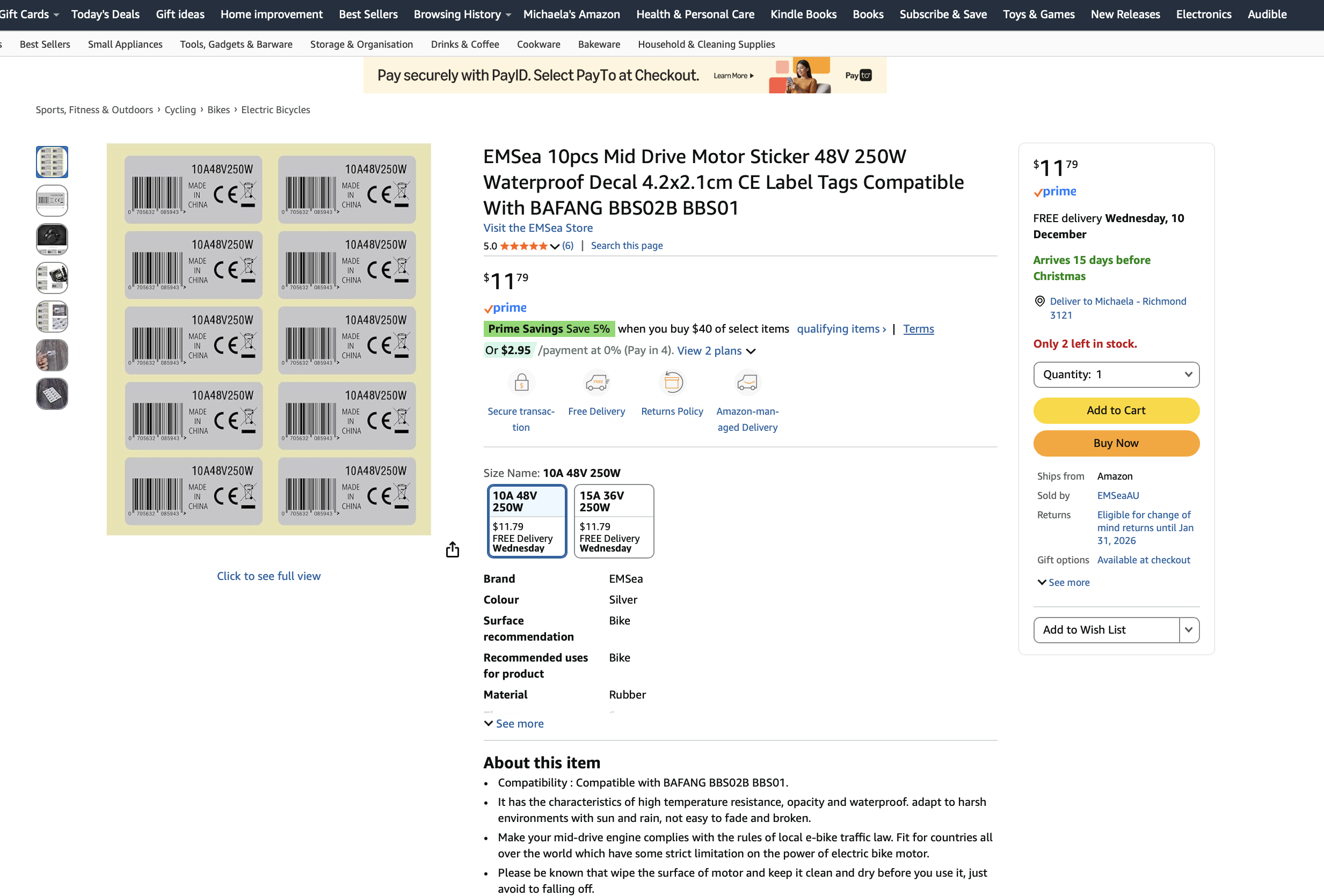 amazon stickers for pretend ebike motor config