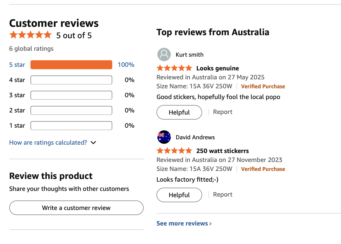 review that says "looks genuine" "good stickers, hopefully fool the local popo"