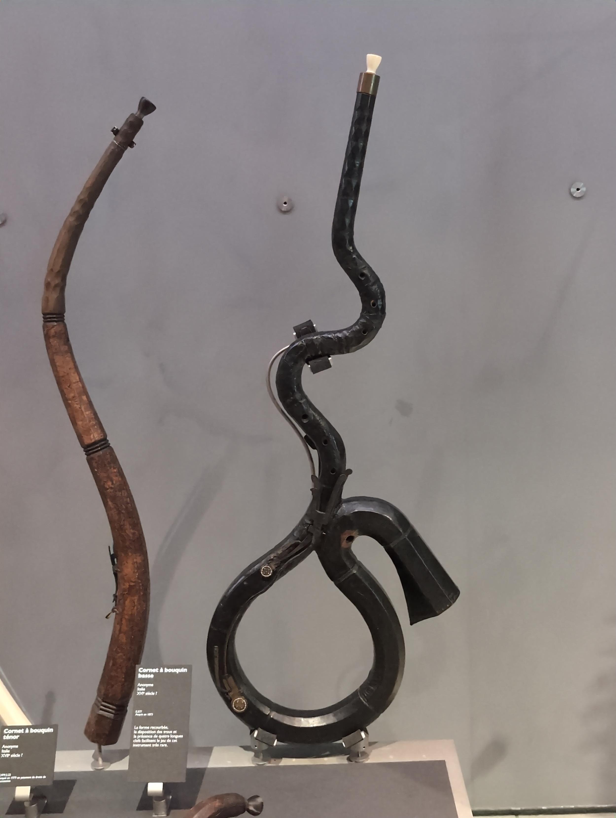 bass and contrabass cornetts at the Musée de la Musique in Paris